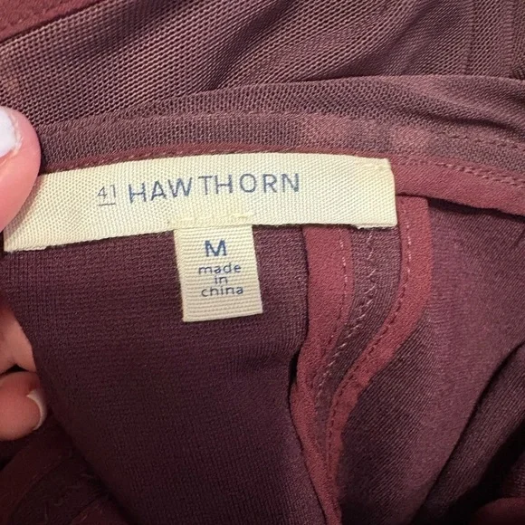 41 Hawthorn Medium Burgundy dress with sheer top - Picture 4 of 4